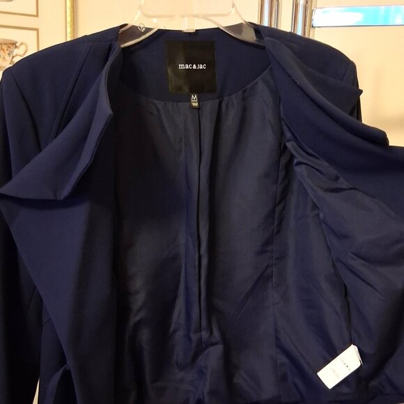 NWOT mac & jac 2 Piece Office Lady Business Suit Blue Blazer & Skirt M 10 - Picture 11 of 16